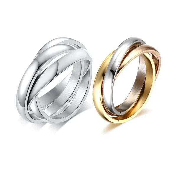 New Triple Interlocked Engagement Rings for Women Stainless Steel Three-in-one Promise Gift for Her Valentines Day - Image 8