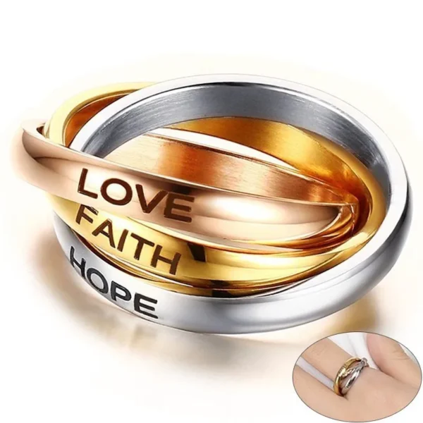 New Triple Interlocked Engagement Rings for Women Stainless Steel Three-in-one Promise Gift for Her Valentines Day - Image 2