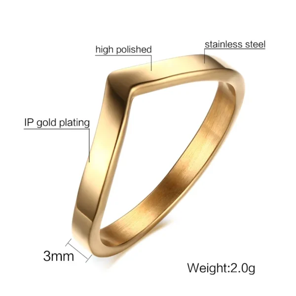 Simple Chevron V Shape Ring or Party 316L Stainless Steel Fashion Jewelry Rings For Women - Image 14
