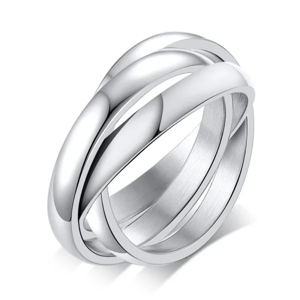 New Triple Interlocked Engagement Rings for Women Stainless Steel Three-in-one Promise Gift for Her Valentines Day - Image 5