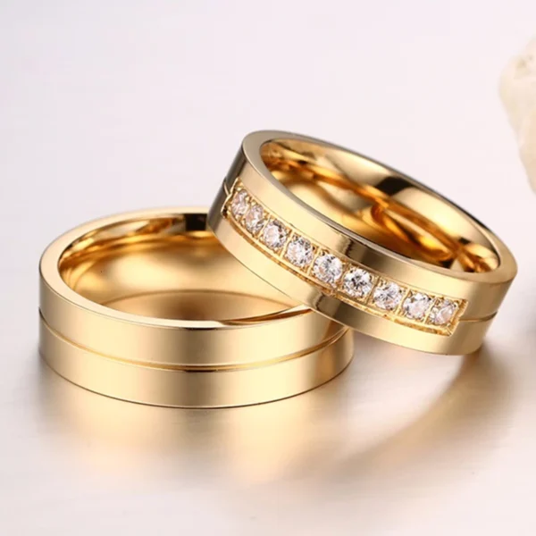 Vnox Gold Color Wedding Bands Ring for Women Men Jewelry Stainless Steel Engagement Ring Couple Anniversary Gift Amazing Price - Image 16