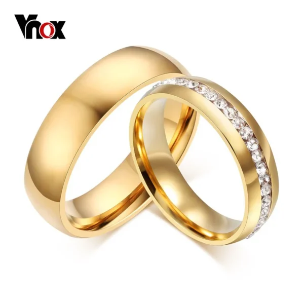 Vnox Gold Color Wedding Bands Ring for Women Men Jewelry Stainless Steel Engagement Ring Couple Anniversary Gift Amazing Price - Image 13