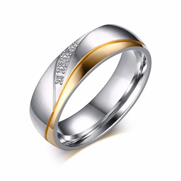 Vnox Gold Color Wedding Bands Ring for Women Men Jewelry Stainless Steel Engagement Ring Couple Anniversary Gift Amazing Price - Image 2