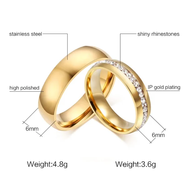 Vnox Gold Color Wedding Bands Ring for Women Men Jewelry Stainless Steel Engagement Ring Couple Anniversary Gift Amazing Price - Image 17