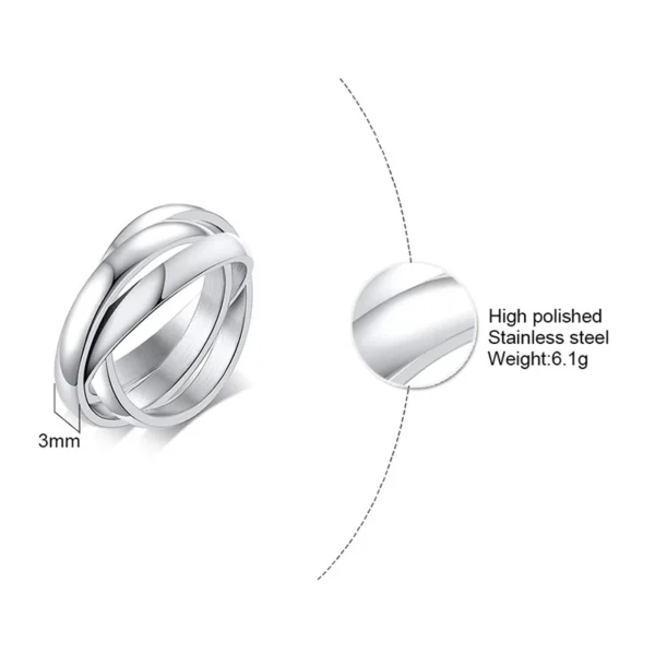 New Triple Interlocked Engagement Rings for Women Stainless Steel Three-in-one Promise Gift for Her Valentines Day - Image 10