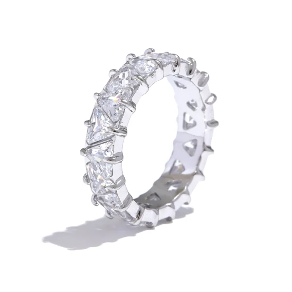 Yhpup Stainless Steel Delicate Bling Heart Cubic Zirconia Fashion Shiny Ring for Women High Quality Temperament Premium Jewelry