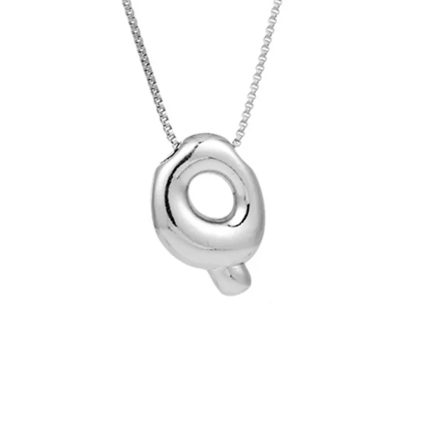 Creative A-Z Balloon Bubble Letter pendant Necklace for Women Silver Plated Chunky Initial Necklaces Jewelry Birthday Gift - Image 3