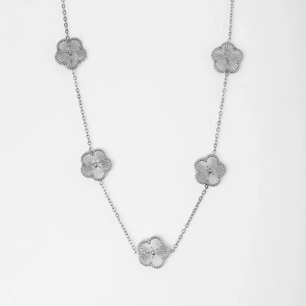 18K Gold Plated Stainless Steel Double Sided Chain Necklace for Women Five Flowers Clover Luxury Fashion Jewelry Accessories - Image 2