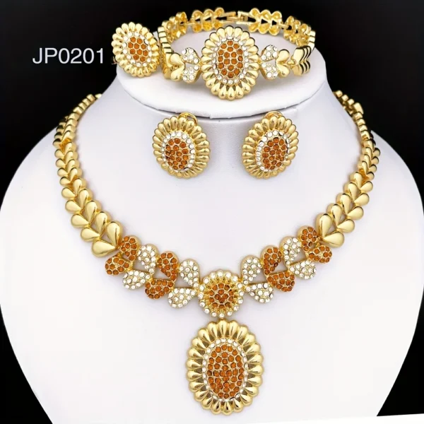 Women Necklaces Earrings Ring Bracelet 4Pcs Jewelry Set Classic Design Dubai Nigeria Jewelry 22K Gold Plated Trending - Image 3