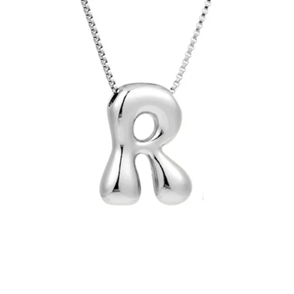Creative A-Z Balloon Bubble Letter pendant Necklace for Women Silver Plated Chunky Initial Necklaces Jewelry Birthday Gift - Image 4