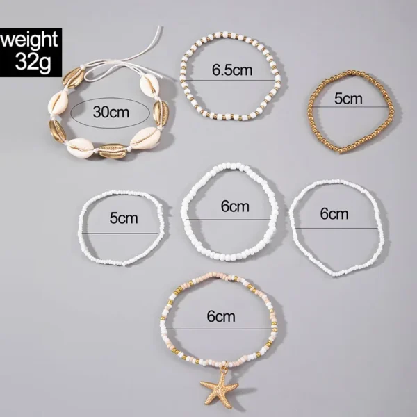 7Pcs Bohemian Shell Bracelet Set For Women Starfish Charm Rice Beads Wristband Bangle Girls Summer Beach Jewelry Accessories - Image 10