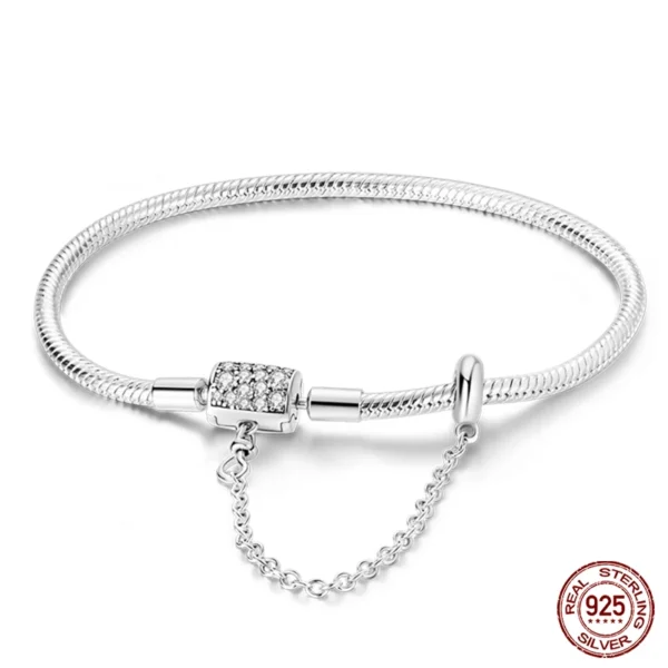 Bracelet Silver 925 Original 17-20CM Star Moon Sun Four Leaf Clover Green Zircon Bracelets Fit DIY Charms Birthday Jewelry Gifts - Image 3