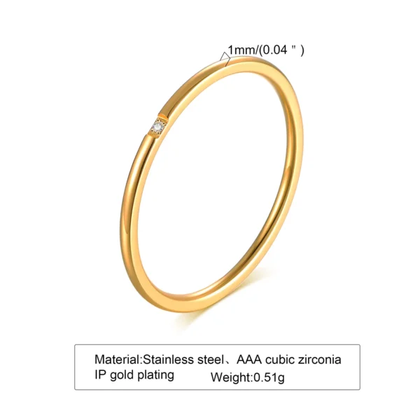 Set of 2 Stacking Ring for WomenStainless Steel 2mm Thin Gold Color Dome Shap Minimalist Jewelry - Image 16