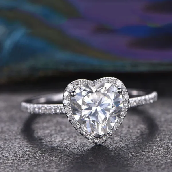 Luxury Silver Color Heart Ring for Women Exquisite Fashion Metal Inlaid White Zircon Stones Wedding Ring Engagement Jewelry - Image 5