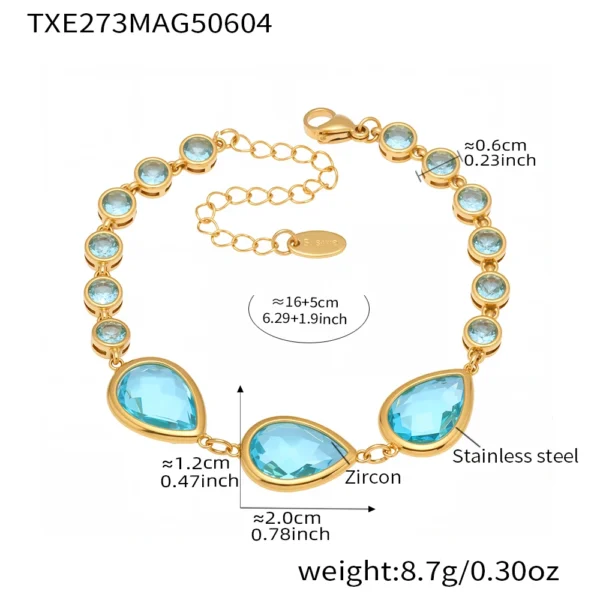 Shiny Water Drop Shape Faceted Czech Crystal Glass Bracelet In Stainless Steel With 18k Gold Plated Luxury Bracelets For Women - Image 9