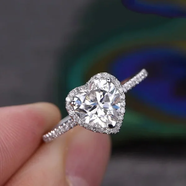 Luxury Silver Color Heart Ring for Women Exquisite Fashion Metal Inlaid White Zircon Stones Wedding Ring Engagement Jewelry - Image 6