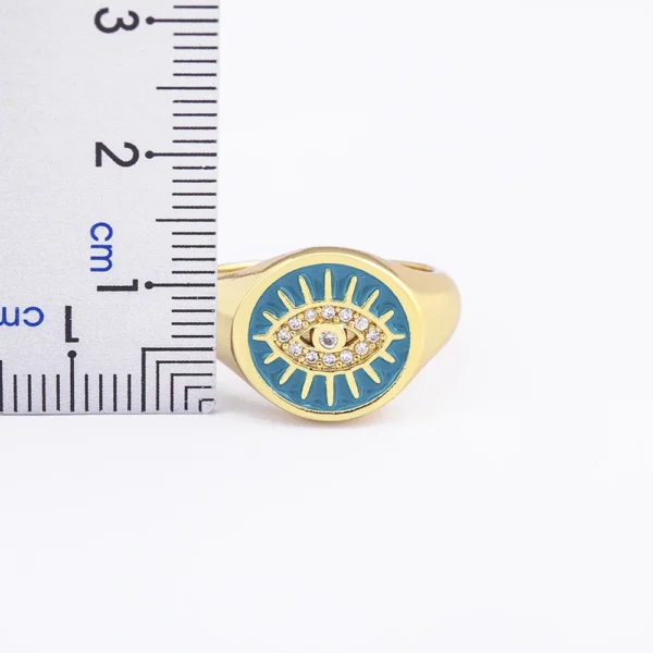 New Arrival Trendy Dripping Oil Turkish Evil Eye Rings 5 Colors Finger Rings Adjustable for Women Gold Plated Fashion Jewelry - Image 7