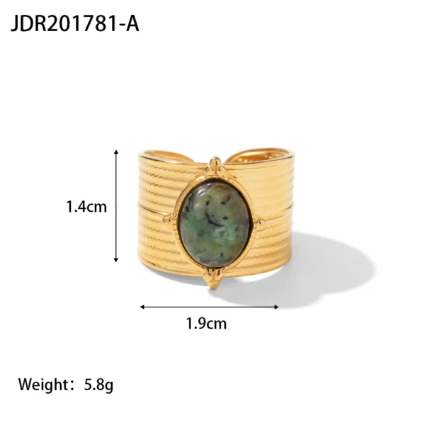 Youthway New Design Natural Stone Stainless Steel Ring Women Waterproof Stylish Golden Jewelry 2022 NEW Set - Image 6