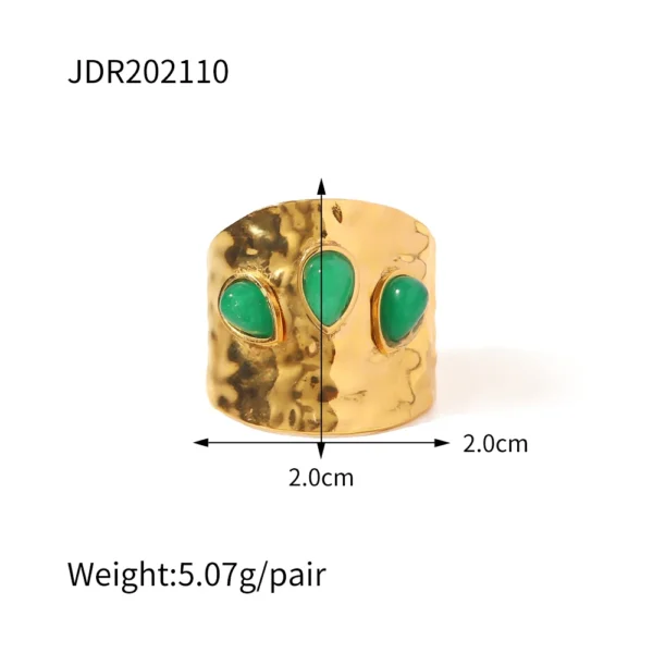 Youthway New Design Natural Stone Stainless Steel Ring Women Waterproof Stylish Golden Jewelry 2022 NEW Set - Image 8