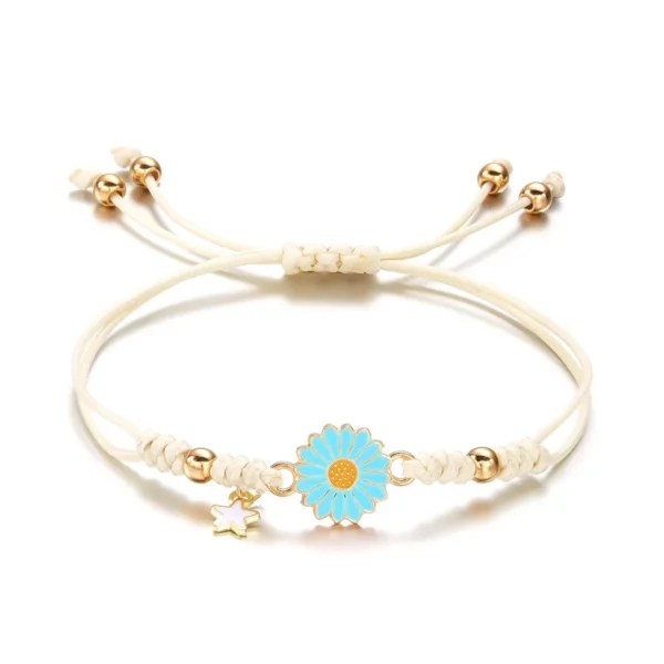 Simple Lucky Knot Sunflower Bracelets for Girls Kids Trendy Handmade Braided Colorful Daisy Flower Bracelet Friendship Gifts - Image 2