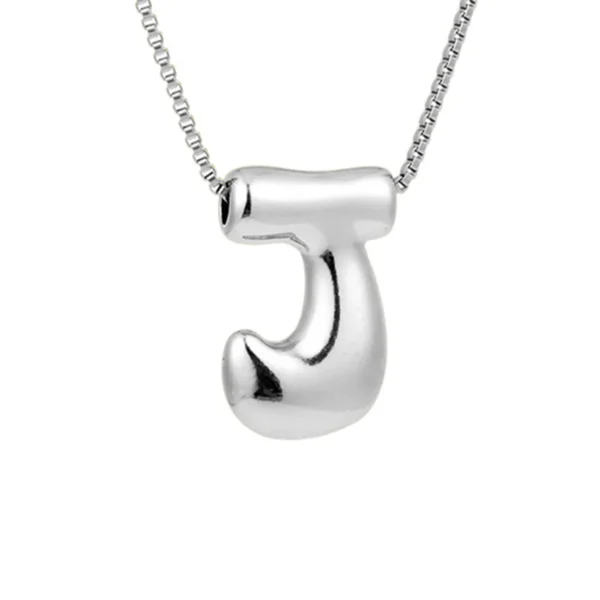 Creative A-Z Balloon Bubble Letter pendant Necklace for Women Silver Plated Chunky Initial Necklaces Jewelry Birthday Gift - Image 22