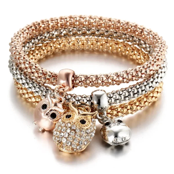 3Colors/Lot Tree Of Life Elastic Bracelet Set For Women Crystal Owl Key Lock Music Note Butterfly Heart Charm Bangle Men Jewelry - Image 9