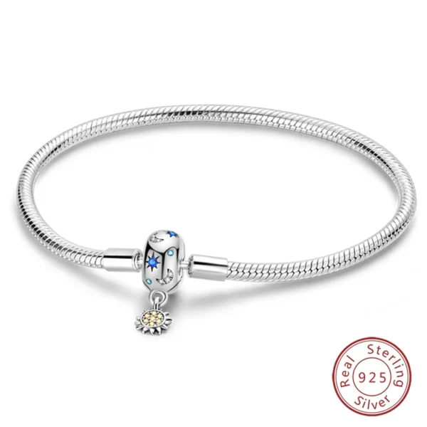 Bracelet Silver 925 Original 17-20CM Star Moon Sun Four Leaf Clover Green Zircon Bracelets Fit DIY Charms Birthday Jewelry Gifts - Image 42
