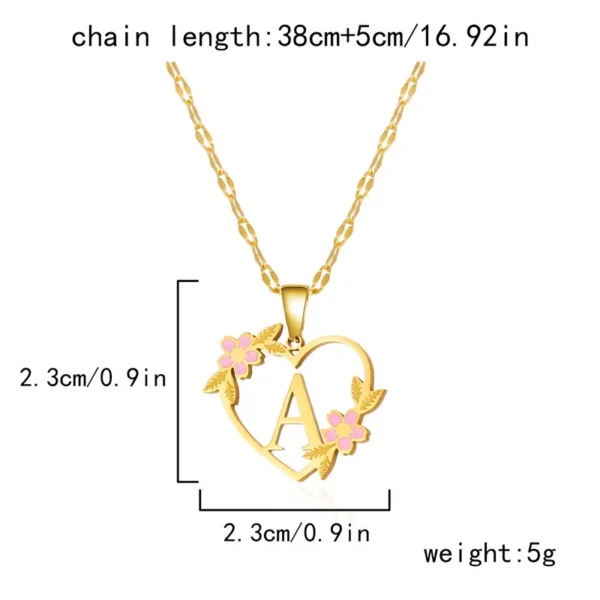 Korean Flower Stainless Steel Initial Letter Name Pendant Necklace For Women Men A-Z Letters Friendship Choker Jewelry Gifts - Image 32