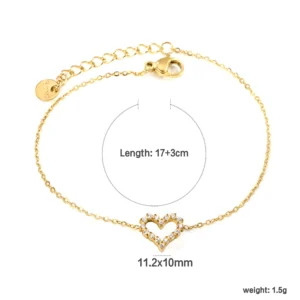 Small Love Pendant Girl Bracelet Accessories Fashion Items Summer Simple Stainless Steel Gold-plated Girls Jewelry Does Not Fade
