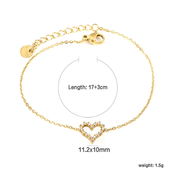 Small Love Pendant Girl Bracelet Accessories Fashion Items Summer Simple Stainless Steel Gold-plated Girls Jewelry Does Not Fade