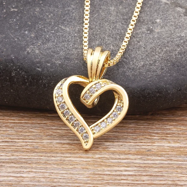 Nidin Fashion Creative Spiral Design Heart Pendant Necklace For Women Lovers Clavicle Chain Chocker Female Cute Zircon Jewlery - Image 2