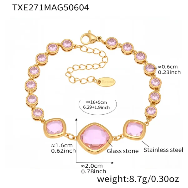 Shiny Water Drop Shape Faceted Czech Crystal Glass Bracelet In Stainless Steel With 18k Gold Plated Luxury Bracelets For Women - Image 4
