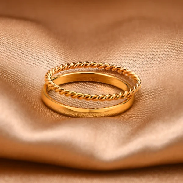 Set of 2 Stacking Ring for WomenStainless Steel 2mm Thin Gold Color Dome Shap Minimalist Jewelry - Image 24