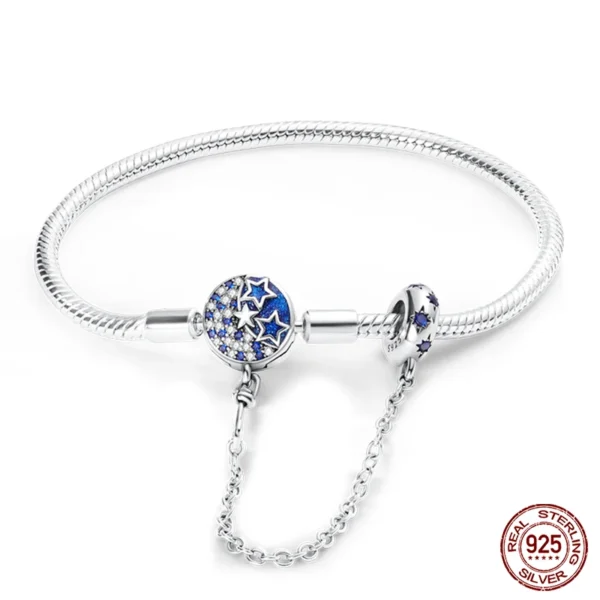 Bracelet Silver 925 Original 17-20CM Star Moon Sun Four Leaf Clover Green Zircon Bracelets Fit DIY Charms Birthday Jewelry Gifts - Image 47