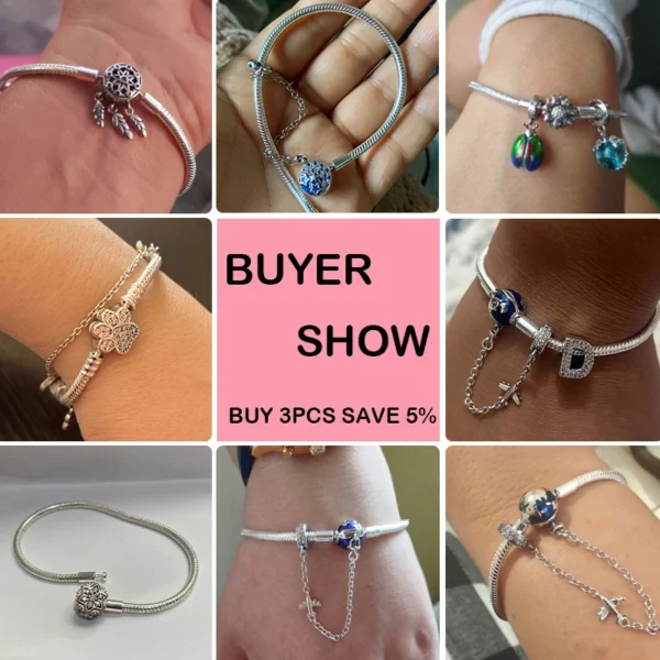 Bracelet Silver 925 Original 17-20CM Star Moon Sun Four Leaf Clover Green Zircon Bracelets Fit DIY Charms Birthday Jewelry Gifts - Image 67