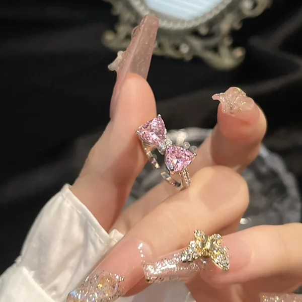 New Arrived Romantic Lovely Pink Bowknot Design Female Exquisite Jewelry Ring with Micro Bow Tie Zircon for Party and Dating - Image 14