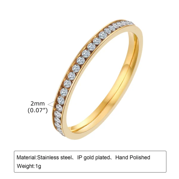 Set of 2 Stacking Ring for WomenStainless Steel 2mm Thin Gold Color Dome Shap Minimalist Jewelry - Image 19