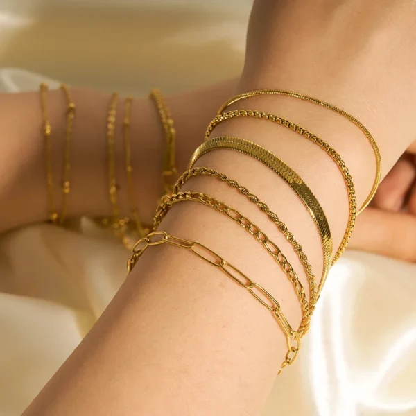 Gold Color Bracelet Stainless Steel Twist Cuban Chain Bracelet for Women Chain Bracelet Jewelry Gifts Wholesale Dropshipping - Image 34