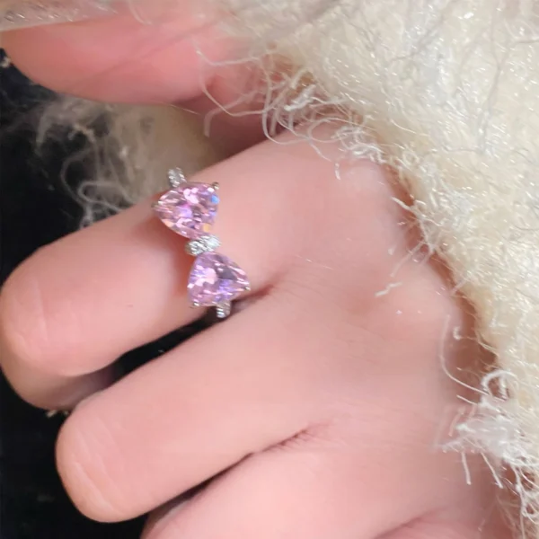 New Arrived Romantic Lovely Pink Bowknot Design Female Exquisite Jewelry Ring with Micro Bow Tie Zircon for Party and Dating - Image 10