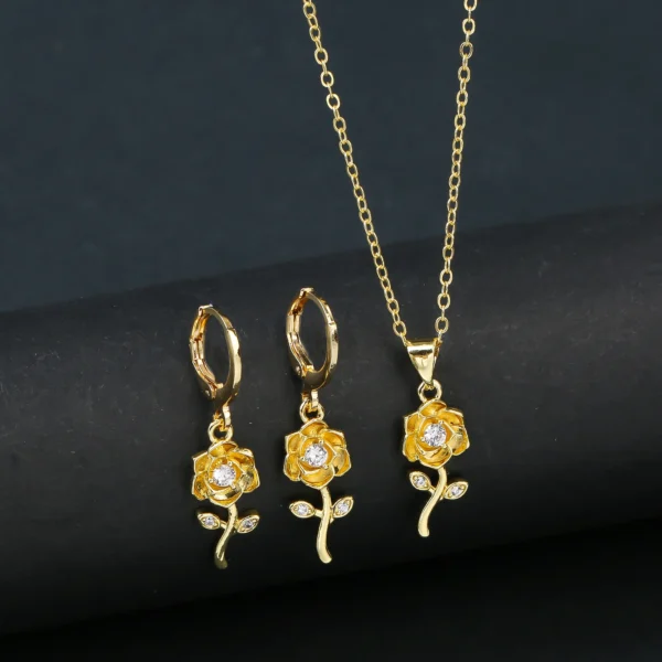 7 Style Classic Gold Plated Botanical Sunflower Pendant Necklace Earrings Jewelry Set New Trend Women Casual Party Jewelry Gift - Image 5