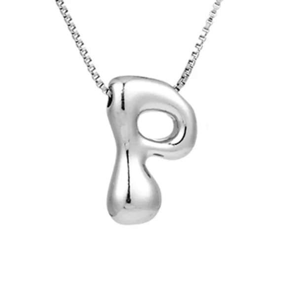 Creative A-Z Balloon Bubble Letter pendant Necklace for Women Silver Plated Chunky Initial Necklaces Jewelry Birthday Gift - Image 24