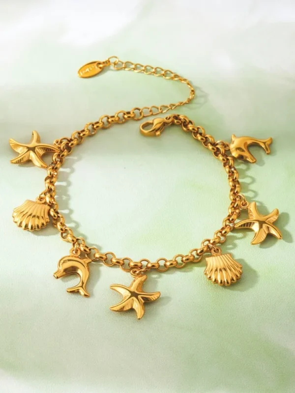 316L Stainless Steel Chain Bracelets With Heart Charms For Women 18k Gold Plated Waterproof Non Tarnish Women's Pendant Bracelet - Image 11