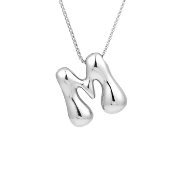 Creative A-Z Balloon Bubble Letter pendant Necklace for Women Silver Plated Chunky Initial Necklaces Jewelry Birthday Gift - Image 25