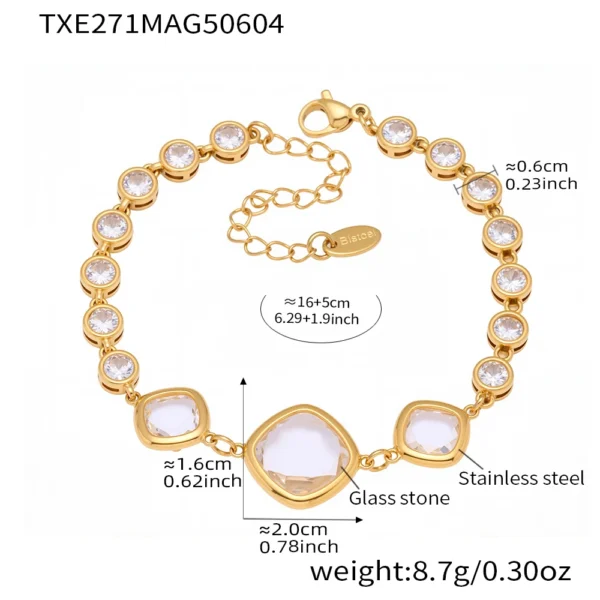 Shiny Water Drop Shape Faceted Czech Crystal Glass Bracelet In Stainless Steel With 18k Gold Plated Luxury Bracelets For Women - Image 12