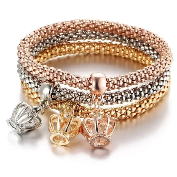 3Colors/Lot Tree Of Life Elastic Bracelet Set For Women Crystal Owl Key Lock Music Note Butterfly Heart Charm Bangle Men Jewelry - Image 2