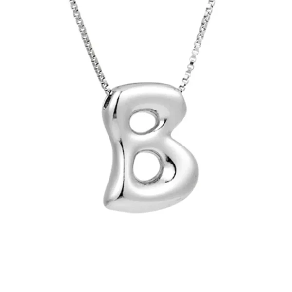 Creative A-Z Balloon Bubble Letter pendant Necklace for Women Silver Plated Chunky Initial Necklaces Jewelry Birthday Gift - Image 14