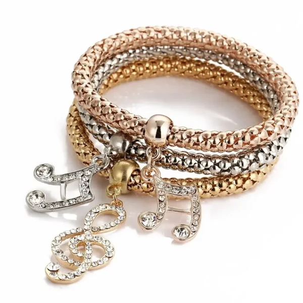 3Colors/Lot Tree Of Life Elastic Bracelet Set For Women Crystal Owl Key Lock Music Note Butterfly Heart Charm Bangle Men Jewelry - Image 7