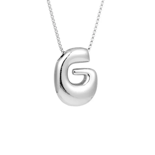 Creative A-Z Balloon Bubble Letter pendant Necklace for Women Silver Plated Chunky Initial Necklaces Jewelry Birthday Gift - Image 15