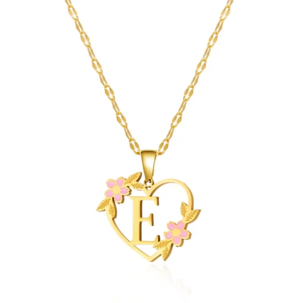 Korean Flower Stainless Steel Initial Letter Name Pendant Necklace For Women Men A-Z Letters Friendship Choker Jewelry Gifts - Image 14
