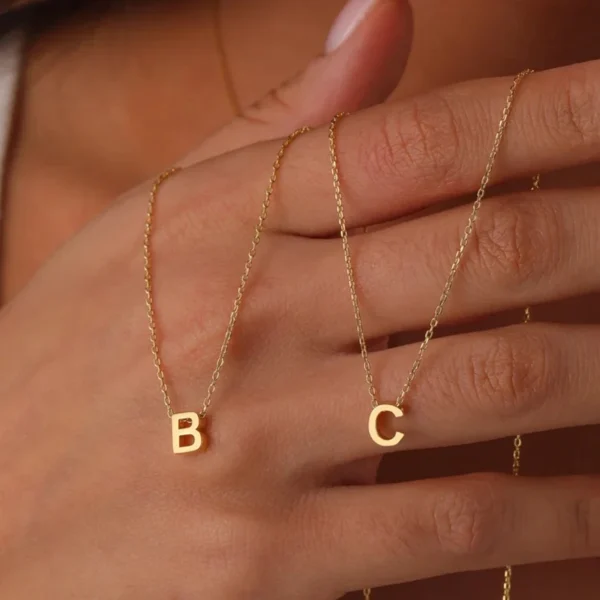 stainless steel Initial Necklace Gold  Color Cut Letters Single Name Choker Necklace For Women Pendant Jewelry Gift dropshipping - Image 4